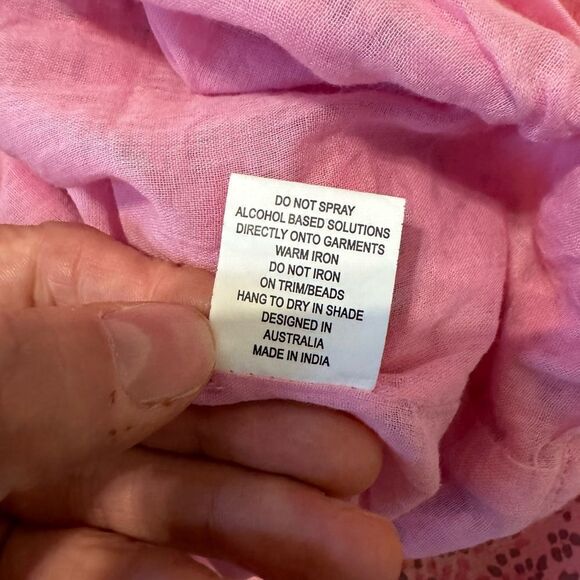 LOLA AUSTRALIA Pink Floral Smocked Sleeveless Midi Dress Women’s Size MED - Picture 11 of 12